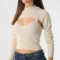 Vente flash 🥰 Ensemble Pull Femme Sibba Beige de Only ✔️ -Promos Only Boutique only 331561 15265089 BEIGE 20221007T164216 03