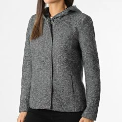 Top 10 🔔 Veste Zippée Capuche Femme Sedona Gris Anthracite Chiné de Only 🔔 -Promos Only Boutique only 331565 15186683 DARK GREY MELANGE 20220823T144615 03