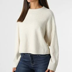 Offres ❤️ Pull Femme Crop Doffy Beige de Only ⌛