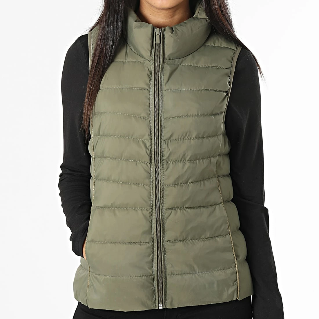 Tout neuf 🌟 Doudoune Sans Manches Femme New Claire Vert Kaki de Only 👏 3 Tout neuf 🌟 Doudoune Sans Manches Femme New Claire Vert Kaki de Only 👏 – Image 3