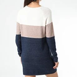 Budget ⭐ Robe Pull Femme Lillo Beige Bleu Marine de Only 😉 -Promos Only Boutique only 334448 15144171 WHITE CAP GRAY W MEL 20220913T153347 04