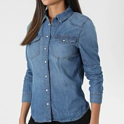 Bon marché 💯 Chemise Manches Longues Jean Femme Rock It Bleu Denim de Only ⭐ -Promos Only Boutique only 335364 15236387 MEDIUM BLUE DENIM 20220928T154253 03