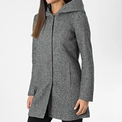 Promo ⌛ Manteau Capuche Femme Sedona Gris Chiné de Only 🔥 -Promos Only Boutique only 335370 15142911 DARK GREY MEL 20220928T154015 03