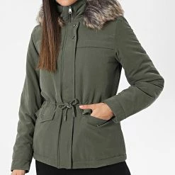 Tout neuf 🛒 Parka Capuche Fourrure Femme Starline Vert Kaki de Only 💯