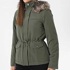 Tout neuf 🛒 Parka Capuche Fourrure Femme Starline Vert Kaki de Only 💯 -Promos Only Boutique only 335375 15207701 FOREST NIGHT 20220928T154103 03