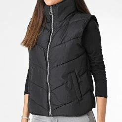 Grosses soldes 🎉 Doudoune Sans Manches Femme Finno Noir de Only 🌟 -Promos Only Boutique only 336214 15231259 BLACK SILVER ZIP 20220912T161823 03