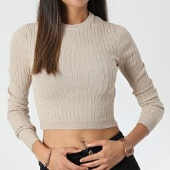 Coupon ✔️ Pull Femme Crop Luxe Beige de Only 👍