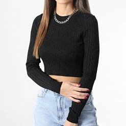 Nouveau ❤️ Pull Femme Crop Luxe Noir de Only ❤️