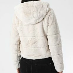 Acheter 🎁 Veste Zippée Capuche Fourrure Femme Crhis Beige de Only 😀 -Promos Only Boutique only 337148 15156560 MOONBEAM 20220928T154135 04