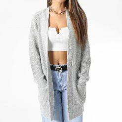 Promo 👍 Cardigan Femme Miggy Megan Gris Chiné de Only ⌛