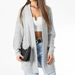 Promo 👍 Cardigan Femme Miggy Megan Gris Chiné de Only ⌛ -Promos Only Boutique only 337194 15211483 CLOUD DANCER W BLACK PL 20221010T123457 03