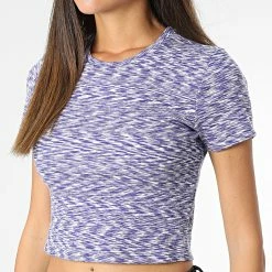 Grosses soldes 😉 Tee 👕 Shirt Crop Femme Lamia 15273682 Bleu Chiné Blanc de Only 💯 -Promos Only Boutique only 338220 15273682 DEEP BLUE 20221013T154651 03