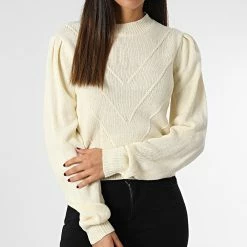 Le moins cher 🤩 Pull Femme 15266084 Beige de Only ✨