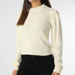 Le moins cher 🤩 Pull Femme 15266084 Beige de Only ✨ -Promos Only Boutique only 338297 15266084 EGGNOG 20221013T153015 03