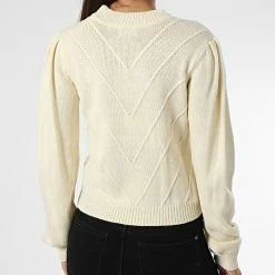 Le moins cher 🤩 Pull Femme 15266084 Beige de Only ✨ -Promos Only Boutique only 338297 15266084 EGGNOG 20221013T153016 04