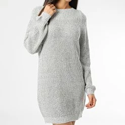 Meilleure vente 🤩 Robe Pull Femme Whitney 15234103 Gris Chiné de Only 🔥