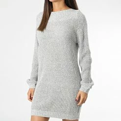 Meilleure vente 🤩 Robe Pull Femme Whitney 15234103 Gris Chiné de Only 🔥 -Promos Only Boutique only 339282 15234103 CLOUD DANC W BLACK PL 20221011T154727 03