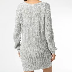 Meilleure vente 🤩 Robe Pull Femme Whitney 15234103 Gris Chiné de Only 🔥 -Promos Only Boutique only 339282 15234103 CLOUD DANC W BLACK PL 20221011T154728 04