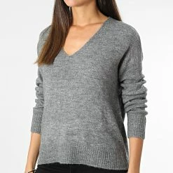 Acheter 👏 Pull Femme Col V 15207823 Gris Chiné de Only 🔔 -Promos Only Boutique only 339307 15207823 DARK GREY MEL 20221013T153656 03