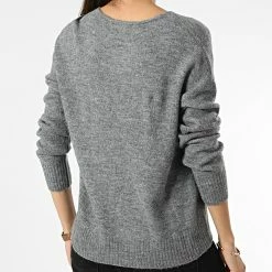 Acheter 👏 Pull Femme Col V 15207823 Gris Chiné de Only 🔔 -Promos Only Boutique only 339307 15207823 DARK GREY MEL 20221013T153657 04