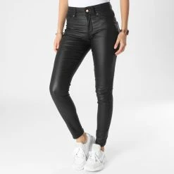 Grosses soldes 👍 Pantalon Enduit Skinny Femme Wauw 15271919 Noir de Only 💯