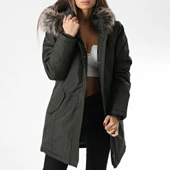 Tout neuf ⭐ Parka Fourrure Femme Katy Vert Kaki de Only 😀 -Promos Only Boutique only 341785 15156573 PEAT 20221010T151608 03