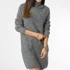 Promo 🔔 Robe Pull Femme Col Roulé Ingeborg Gris Anthracite Chiné de Only 🧨