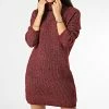 Meilleur prix 🤩 Robe Pull Col Roulé Femme Ingeborg Bordeaux Chiné de Only 🤩
