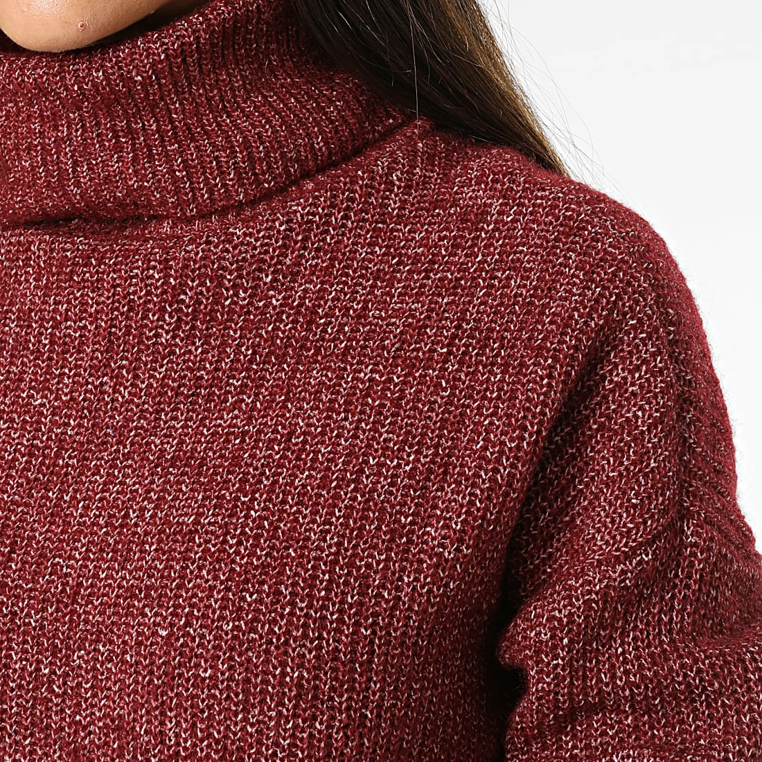 Meilleur prix 🤩 Robe Pull Col Roulé Femme Ingeborg Bordeaux Chiné de Only 🤩 2 Meilleur prix 🤩 Robe Pull Col Roulé Femme Ingeborg Bordeaux Chiné de Only 🤩 – Image 2