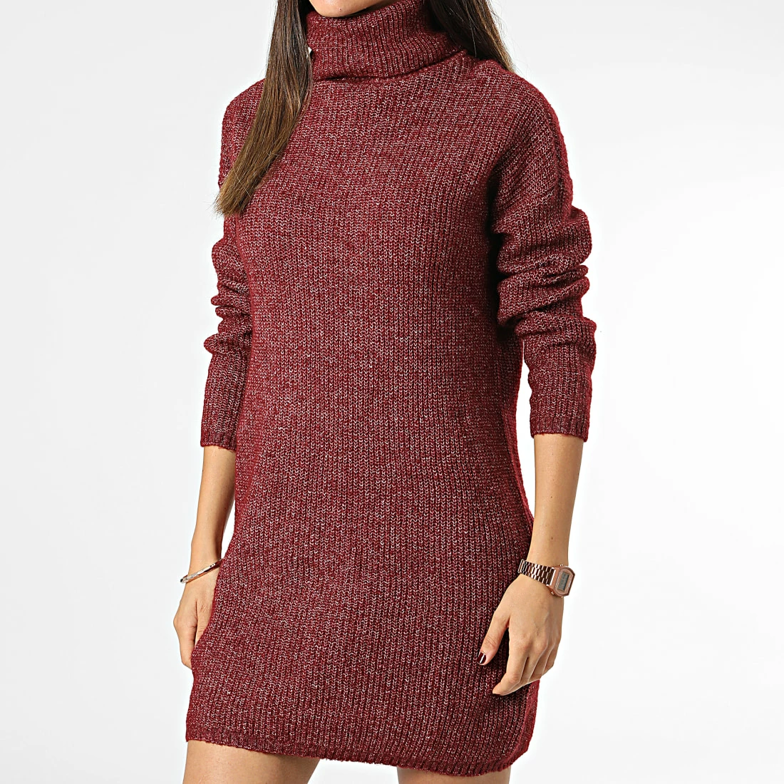 Meilleur prix 🤩 Robe Pull Col Roulé Femme Ingeborg Bordeaux Chiné de Only 🤩 3 Meilleur prix 🤩 Robe Pull Col Roulé Femme Ingeborg Bordeaux Chiné de Only 🤩 – Image 3