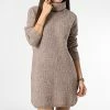Budget 👍 Robe Pull Col Roulé Femme Ingeborg Marron Clair de Only ✔️