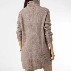 Budget 👍 Robe Pull Col Roulé Femme Ingeborg Marron Clair de Only ✔️ -Promos Only Boutique only 341797 15244163 FALCON MEL 20221011T155031 04