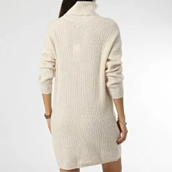 Meilleure affaire 😍 Robe Pull Femme Col Roulé Ingeborg Beige de Only 😉 -Promos Only Boutique only 341798 15244163 PUMICE STONE MEL 20221011T155545 04