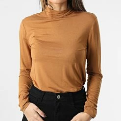 Meilleur prix ✔️ Tee 👚 Shirt Manches Longues Femme Sandy Camel de Only 😍