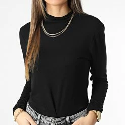 Meilleure vente ❤️ Tee 👚 Shirt Manches Longues Femme Sandy Noir de Only 🛒 -Promos Only Boutique only 342189 15242830 BLACK 20221114T155659 03