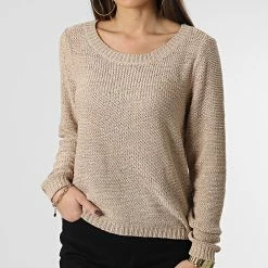Le moins cher 😉 Pull Femme Geena Beige de Only 👏 -Promos Only Boutique only 343859 15113356 HUMUS 20221118T161251 03