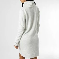 Remise 😍 Robe Pull Femme Col Roulé Elanor Gris Clair Chiné de Only 🌟 -Promos Only Boutique only 343870 15265240 CLOUD DANCER MELANGE 20221031T154853 04