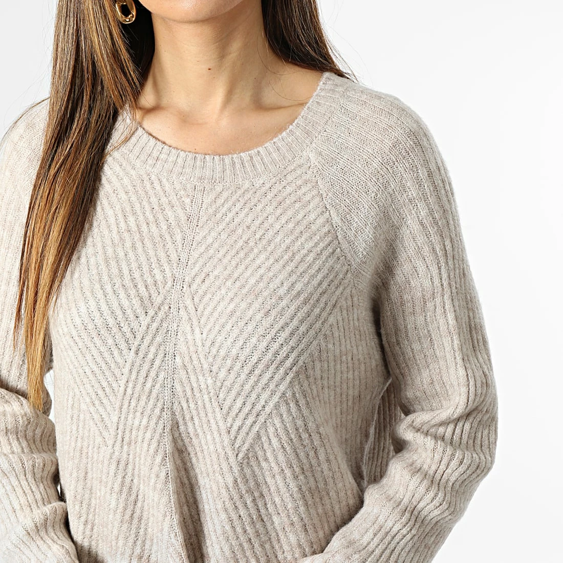 Nouveau 🔥 Pull Femme Carol Beige Chiné de Only 😉 2 Nouveau 🔥 Pull Femme Carol Beige Chiné de Only 😉 – Image 2