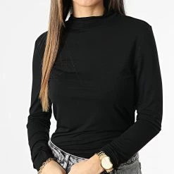 Remise ⌛ Tee 👕 Shirt Manches Longues Femme Sandy 15276816 Noir de Only 🎁