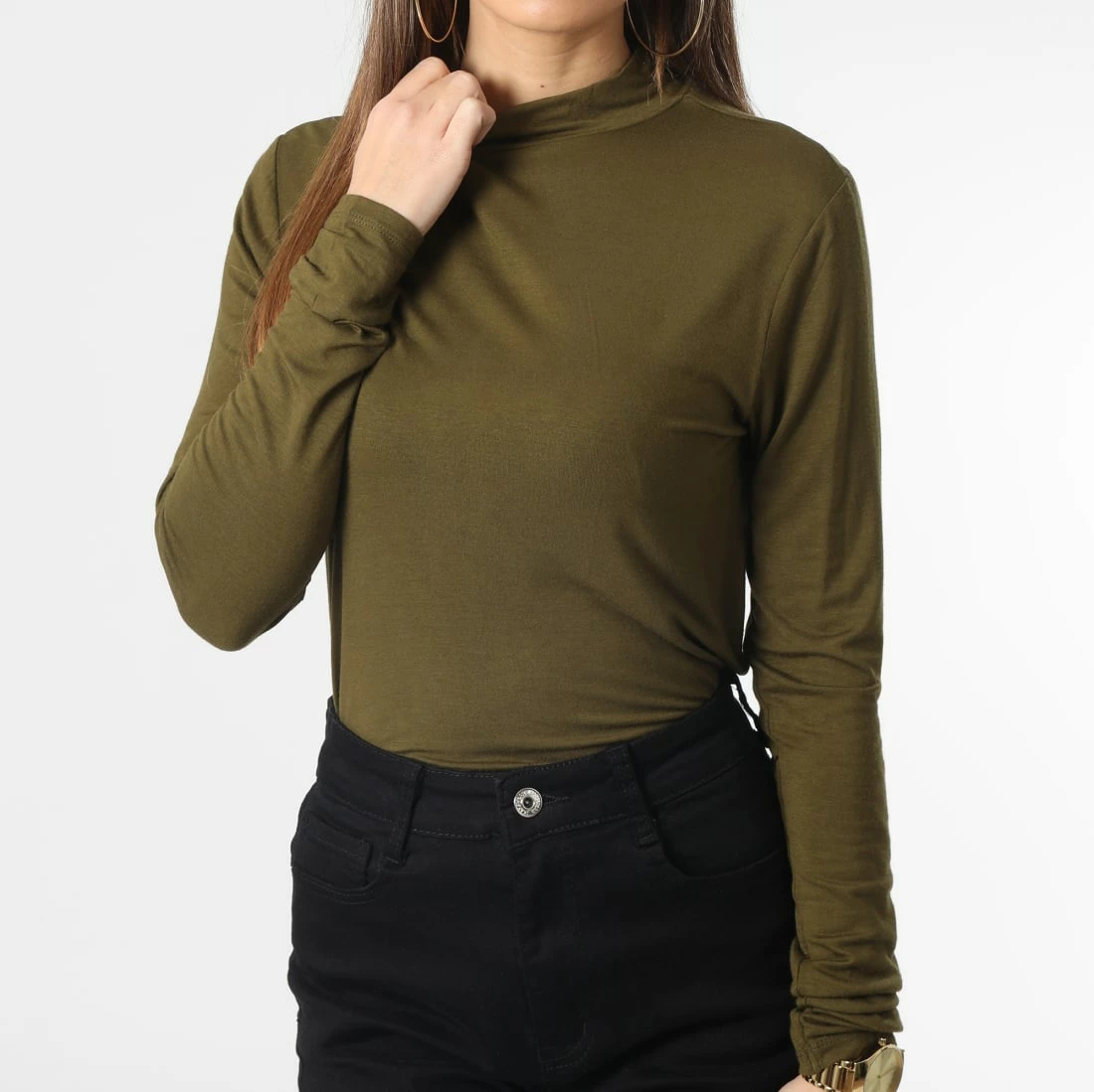 Budget 👍 Tee 👕 Shirt Manches Longues Femme Sandy 15276816 Vert Kaki de Only 😍 1 Budget 👍 Tee 👕 Shirt Manches Longues Femme Sandy 15276816 Vert Kaki de Only 😍