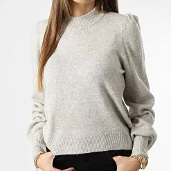 Promos Only Boutique 24 De gros 🧨 Pull Femme Rue Beige Chiné de Only 👏