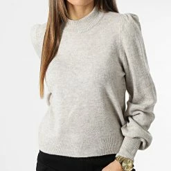 De gros 🧨 Pull Femme Rue Beige Chiné de Only 👏 -Promos Only Boutique only 343879 15216638 CHATEAU GREY MELANGE 20221115T135912 03