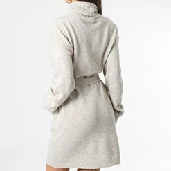 Nouveau 😉 Pull Col Roulé Femme Rue Beige Chiné de Only 😀 -Promos Only Boutique only 343916 15271311 CHATEAU GRAY MELANGE 20221117T095135 04