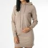 Nouveau 🥰 Robe Pull Femme Capuche Mischa Beige Chiné de Only 💯