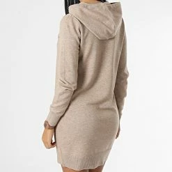 Nouveau 🥰 Robe Pull Femme Capuche Mischa Beige Chiné de Only 💯 -Promos Only Boutique only 344377 15232879 STUCCO MEL 20221031T154809 04