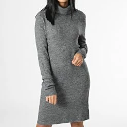 Grosses soldes 🎉 Robe Pull Femme Col Roulé Elanor Gris Chiné de Only ⌛ -Promos Only Boutique only 344393 15265240 DARK GREY MEL 20221104T160339 03