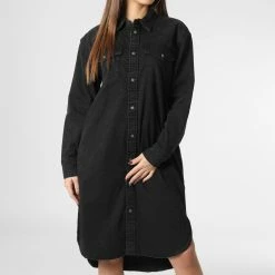 Meilleur prix ✨ Robe Jean Femme Marie Noir de Only 🥰 -Promos Only Boutique only 346028 15242357 BLACK DENIM 20221121T154448 03