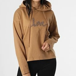 De gros 🤩 Sweat Capuche Femme Naja Camel de Only 😉