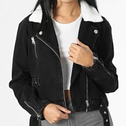 Top 10 ⭐ Veste Biker Jean Femme Col Fourrure Hadley Noir de Only ⌛