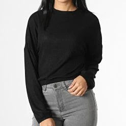 Nouveau 🧨 Haut Crop Manches Longues Femme Lucca Noir de Only ❤️